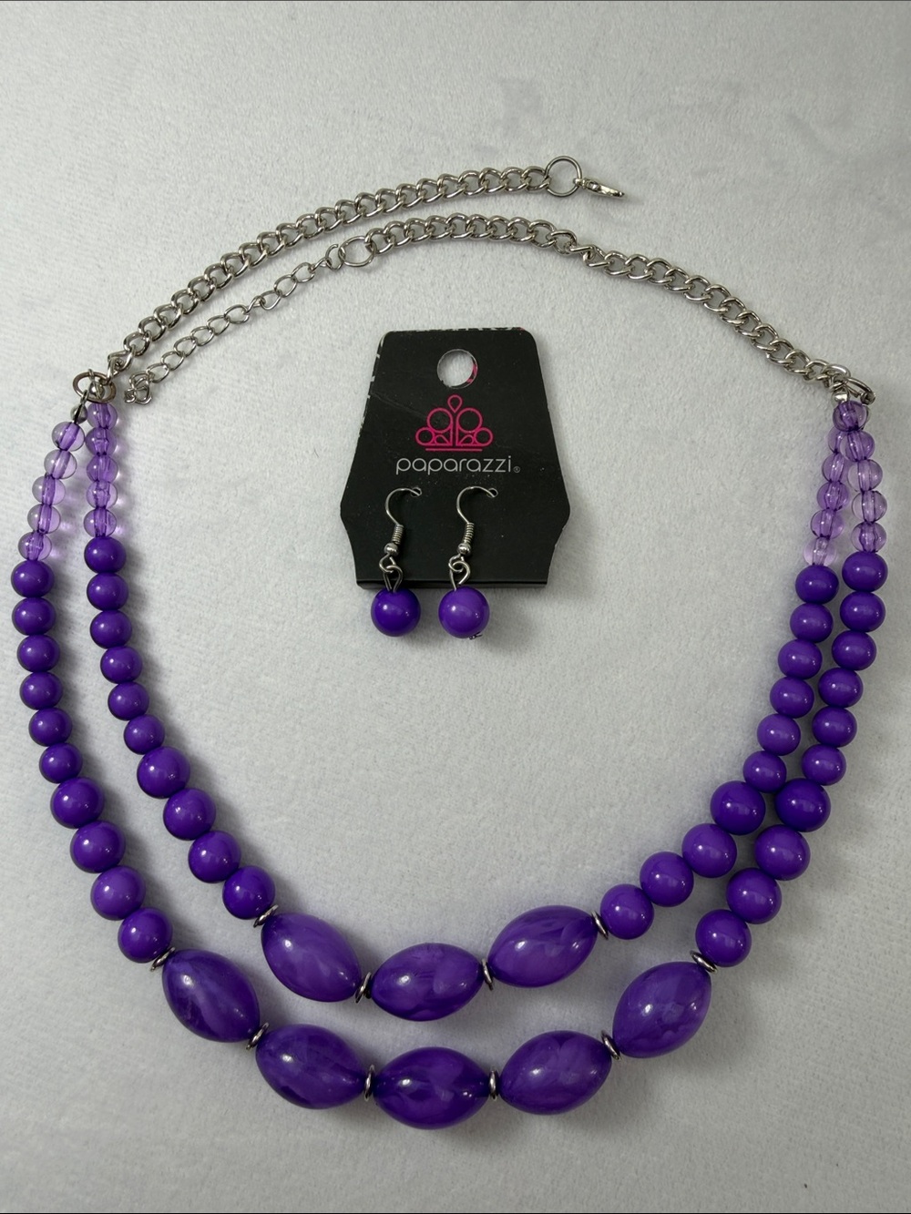 paparazzi Bold Violet Layered Bead Necklace with Matching Earrings
